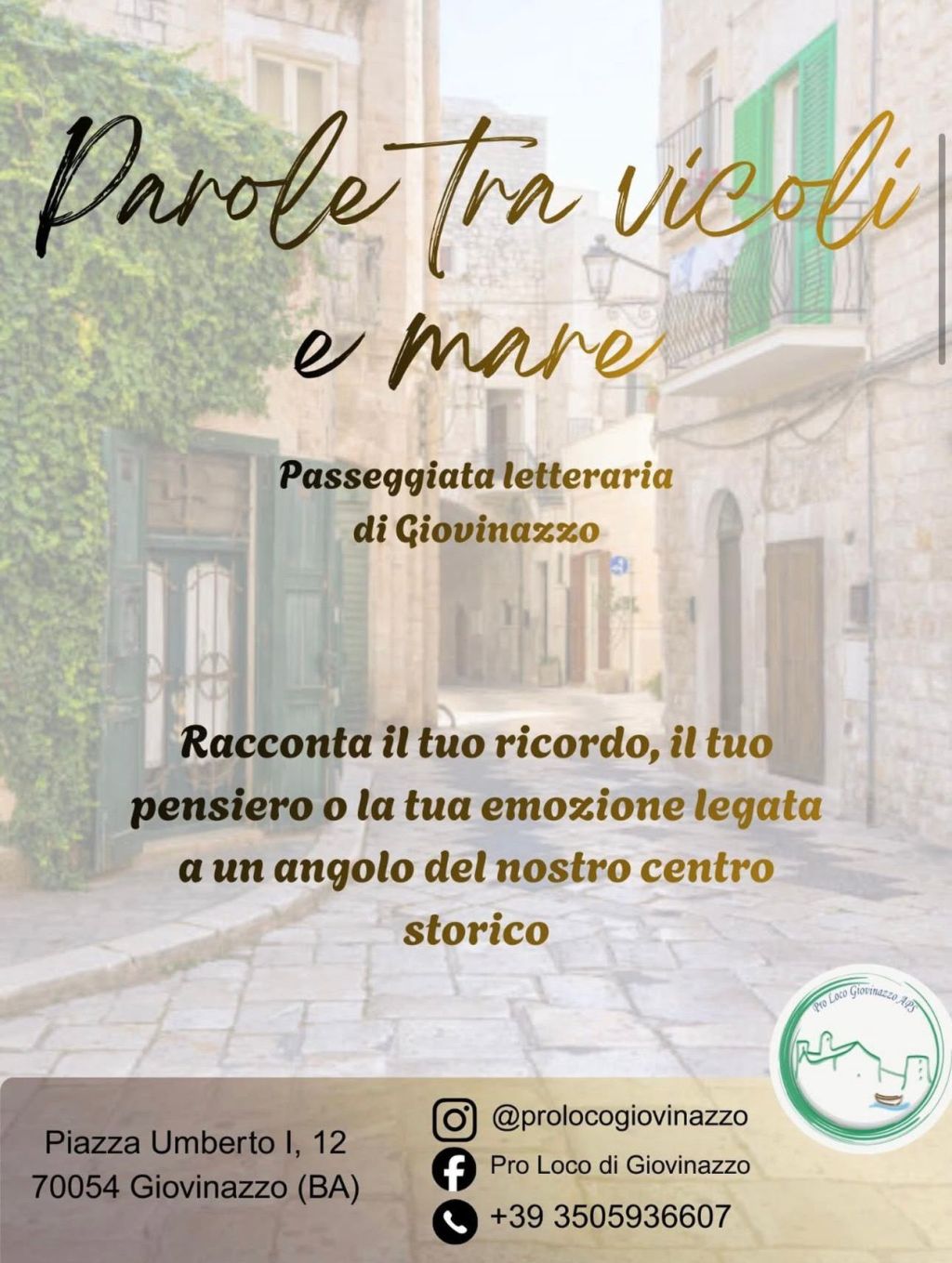 Al via “Parole tra i vicoli e il mare”: la passeggiata letteraria nel centro storico di Giovinazzo